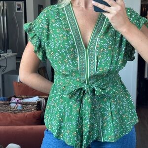 Max Studio Green Floral Blouse